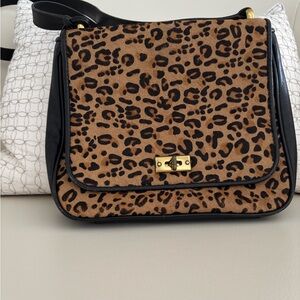 Fossil Leopard Print Crossbody Bag with Black Accents used but always looks good